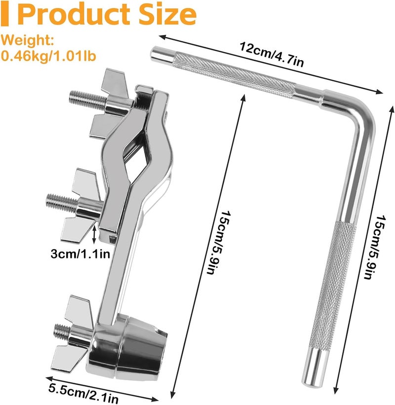 GOGHOST Cowbells Cymbal Clamp, Zinc Alloy Tom Mounts for Drums Clamp, Percussion Mounting Bracket for Cowbells, Jam Blocks, Tambourines, Mini Timbales, and Electronic Pads to A Stand (L-Base) - Image 2